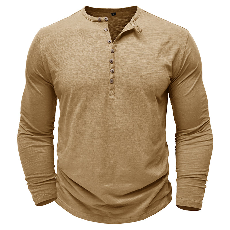Baumwoll Henley mit klassischer Knopfleiste für Sommerkomfort