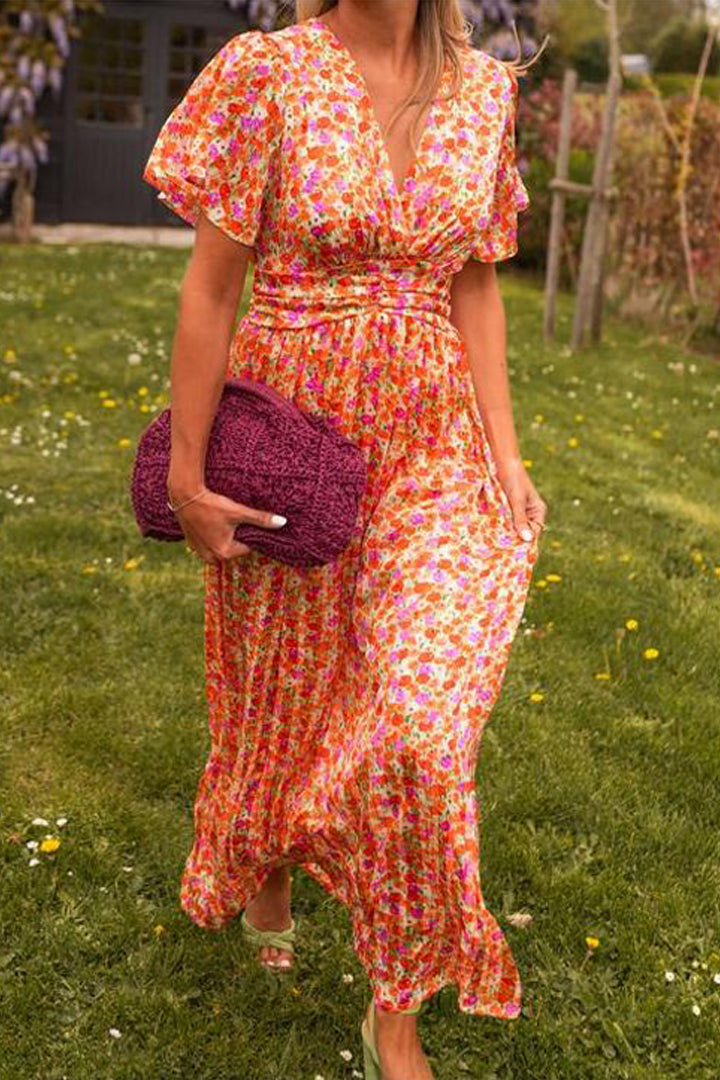 Bella | V-Ausschnitt-Kleid in Maxilänge