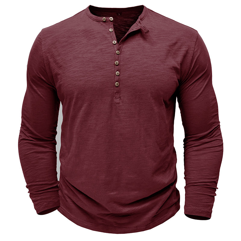 Baumwoll Henley mit klassischer Knopfleiste für Sommerkomfort