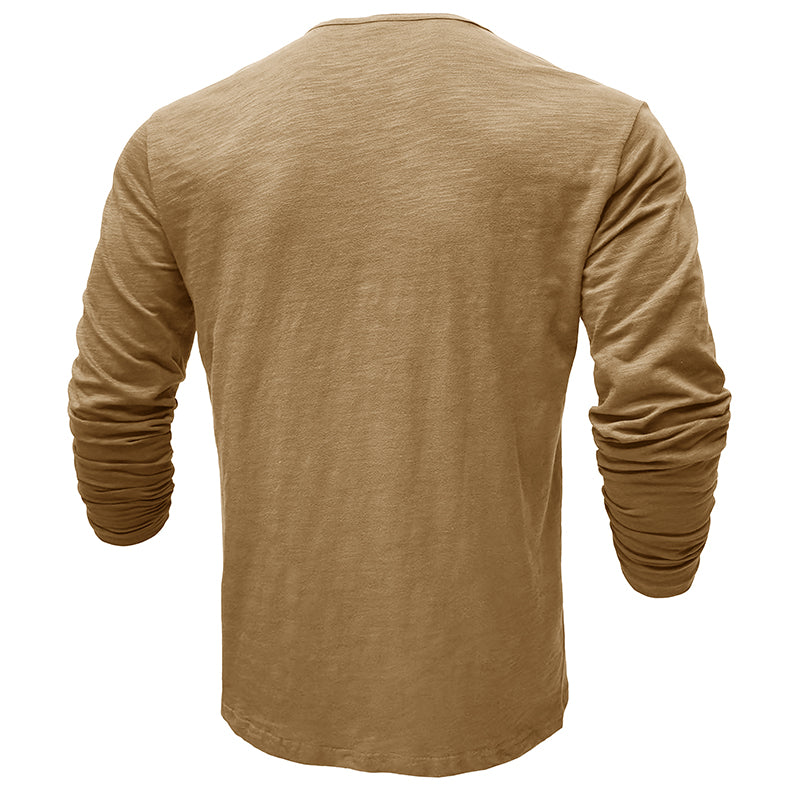 Baumwoll Henley mit klassischer Knopfleiste für Sommerkomfort