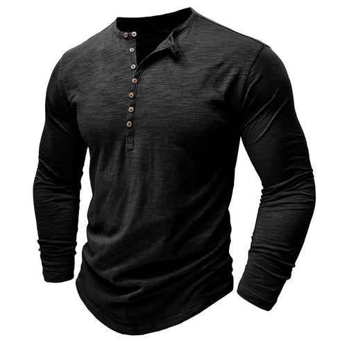 Baumwoll Henley mit klassischer Knopfleiste für Sommerkomfort