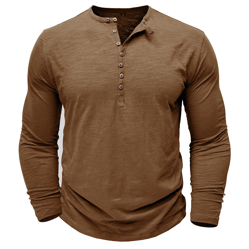 Baumwoll Henley mit klassischer Knopfleiste für Sommerkomfort