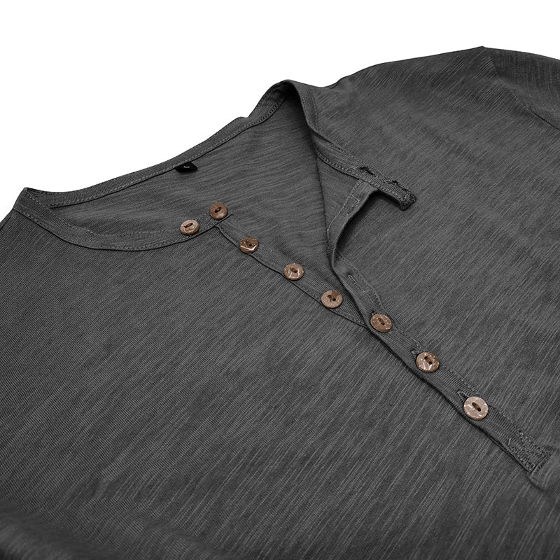 Baumwoll Henley mit klassischer Knopfleiste für Sommerkomfort