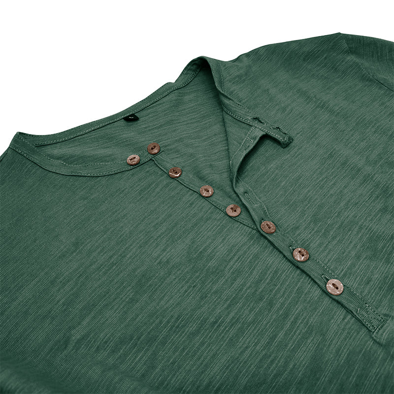 Baumwoll Henley mit klassischer Knopfleiste für Sommerkomfort