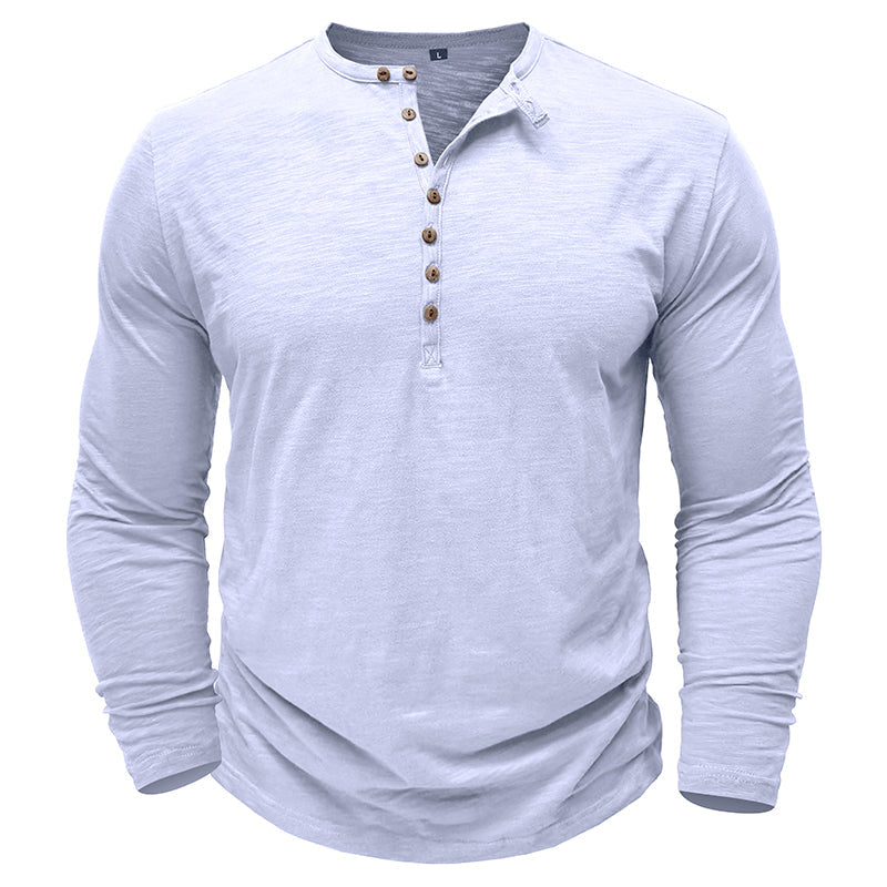 Baumwoll Henley mit klassischer Knopfleiste für Sommerkomfort