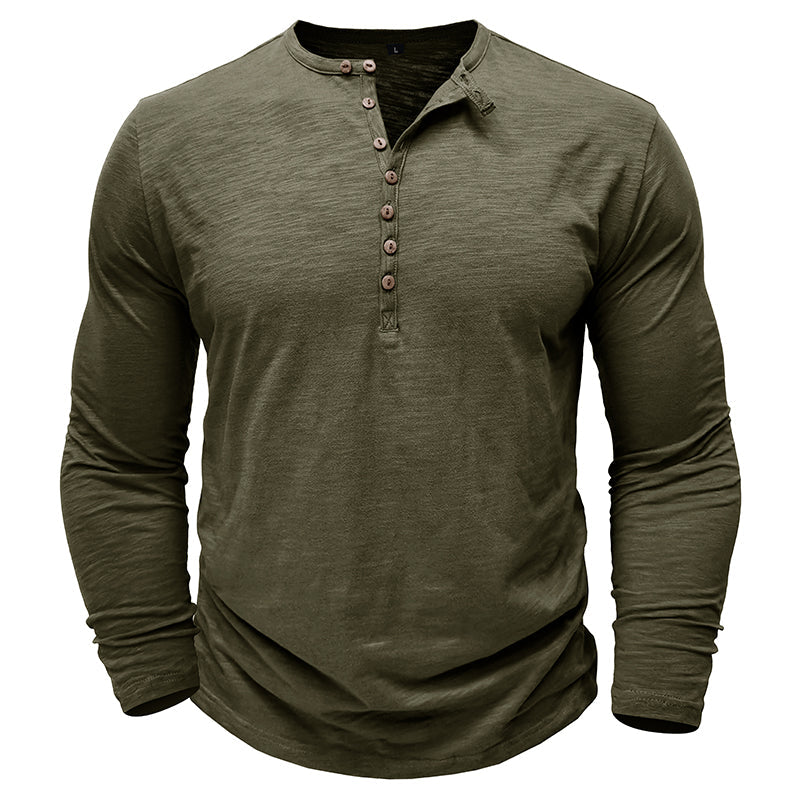 Baumwoll Henley mit klassischer Knopfleiste für Sommerkomfort