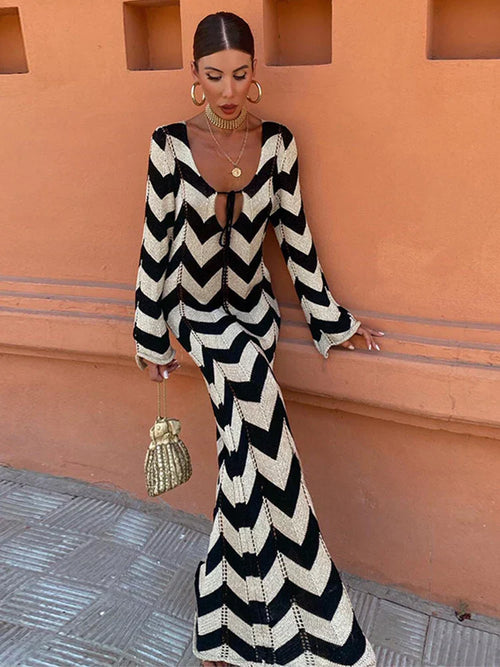 Devon | Langes Maxikleid mit buntem Muster