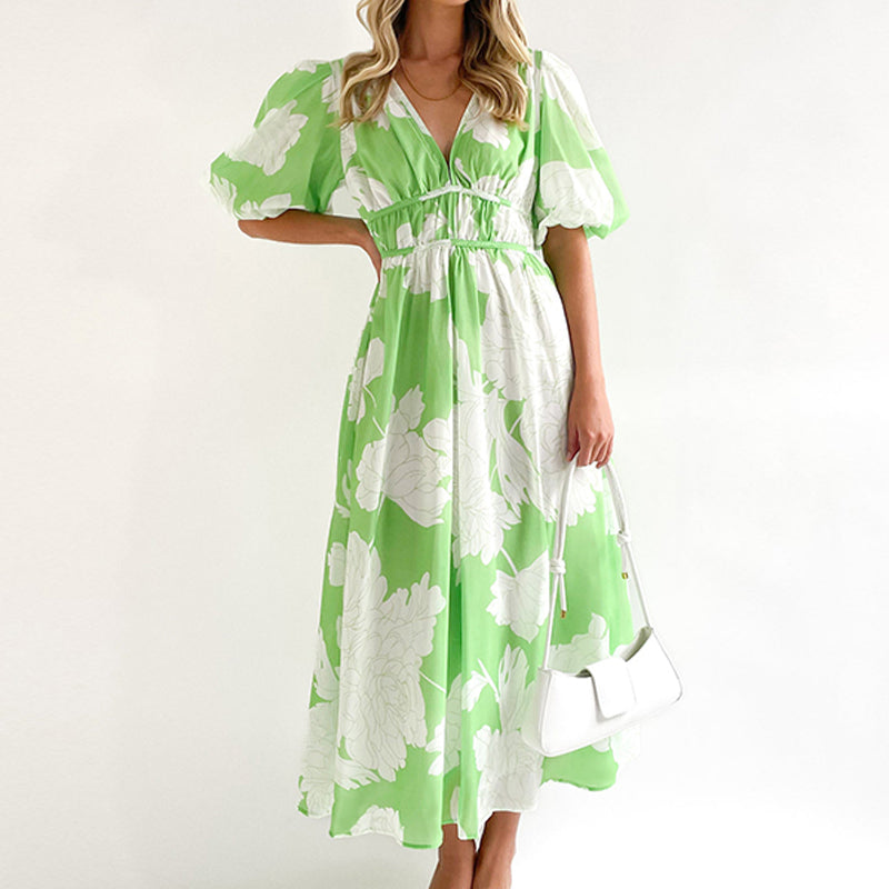 DARINA | Élégante robe maxi fluide rouge et rose