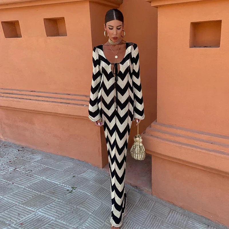 Devon | Langes Maxikleid mit buntem Muster