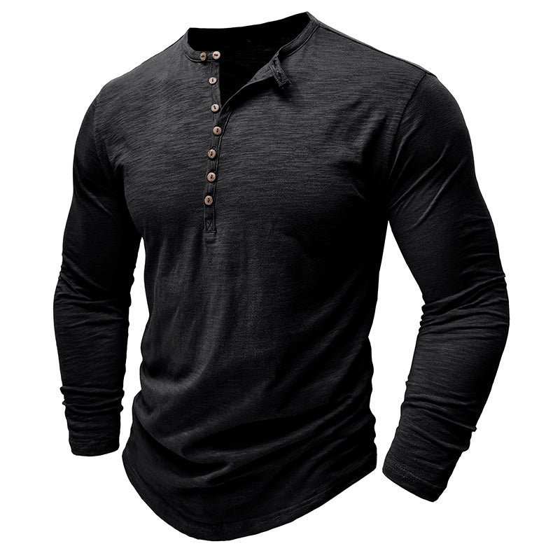 Baumwoll Henley mit klassischer Knopfleiste für Sommerkomfort