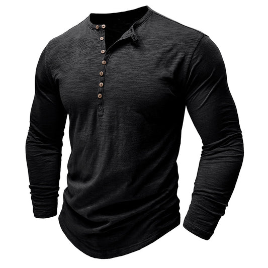 Baumwoll Henley mit klassischer Knopfleiste für Sommerkomfort