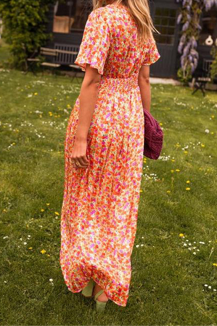 Bella | V-Ausschnitt-Kleid in Maxilänge
