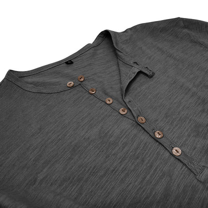 Baumwoll Henley mit klassischer Knopfleiste für Sommerkomfort