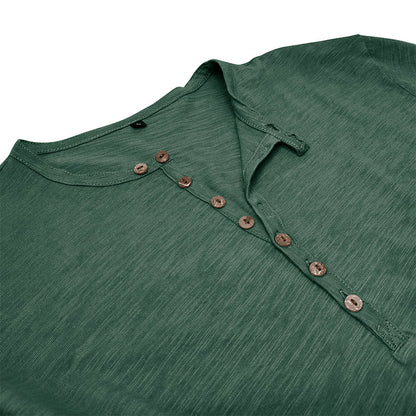 Baumwoll Henley mit klassischer Knopfleiste für Sommerkomfort