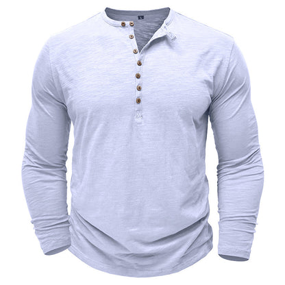 Baumwoll Henley mit klassischer Knopfleiste für Sommerkomfort