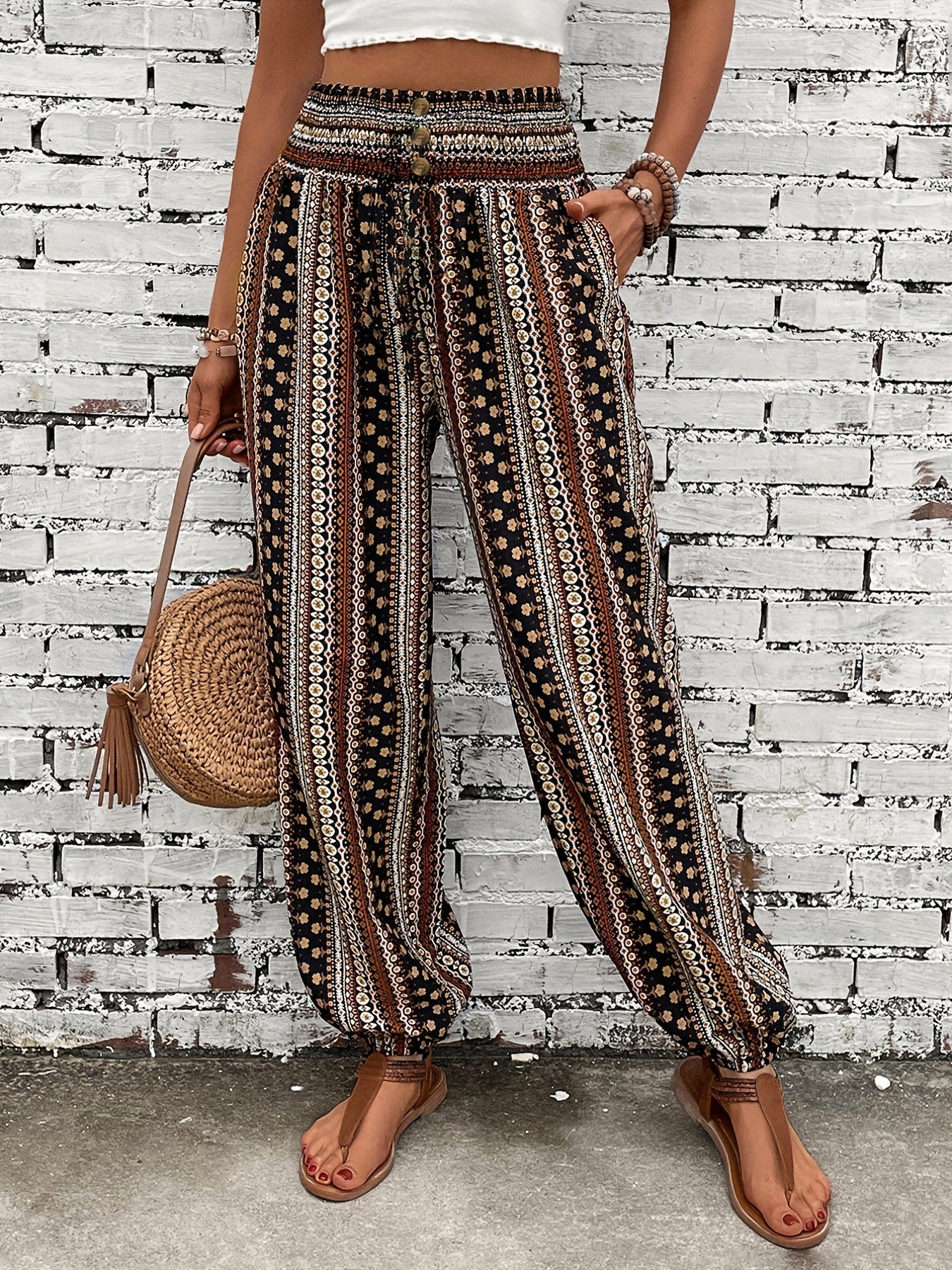 Marit Ethnische grafische Boho-Hose für trendige Festival-Looks