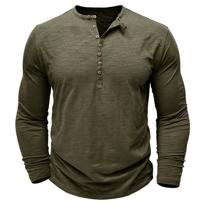 Baumwoll Henley mit klassischer Knopfleiste für Sommerkomfort