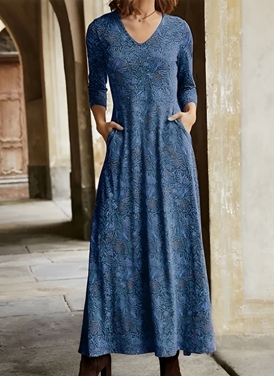 Adeline | Lang geschnittenes Kleid mit Vintage-Muster