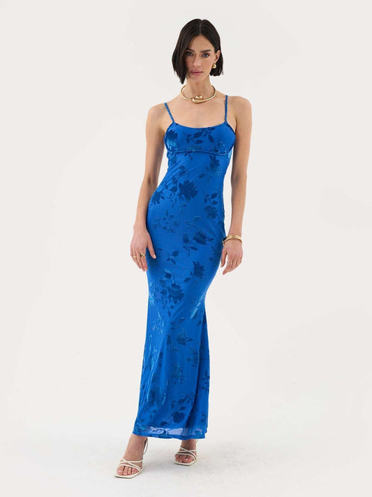 GRETA | Florales Maxikleid aus samtigem, weichem Stoff