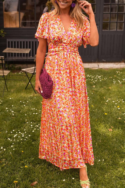 Bella | V-Ausschnitt-Kleid in Maxilänge
